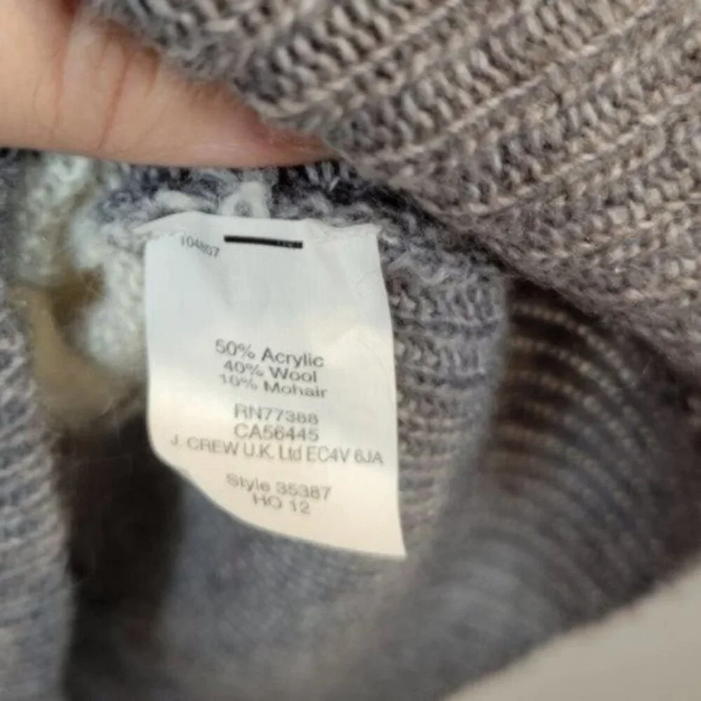 J. Crew Striped Wool Mohair Boat Neck Sweater Gray White